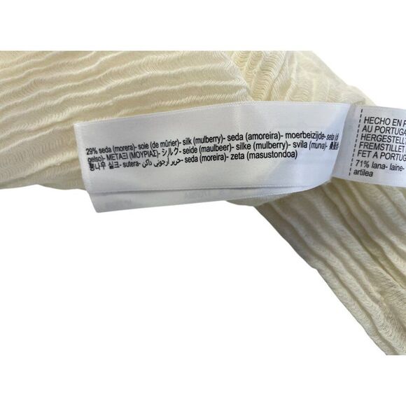 Massimo Dutti Womens Top Small S Ecru Textured wool silk Blouse 5100/555 NWOT - Picture 7 of 11